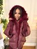 Burgundi szõrmegalléros kabát
