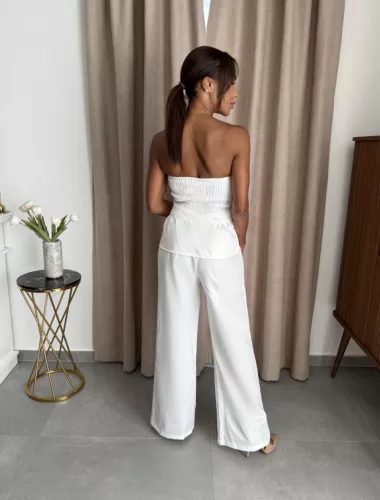 Fehér pántnélküli elegáns szett